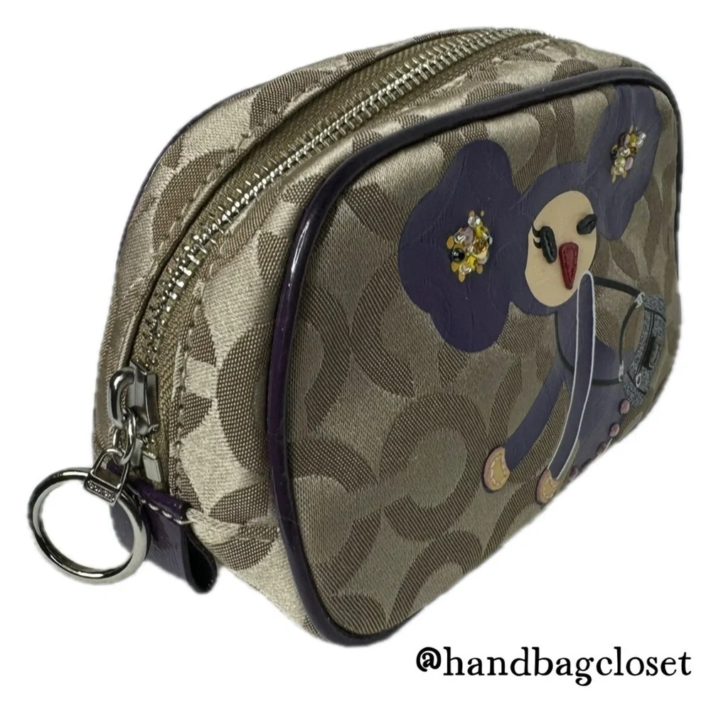 Coach Poppy Chan Violette Japanese Rare Signature C Purple Cosmetic Make-Up Bag